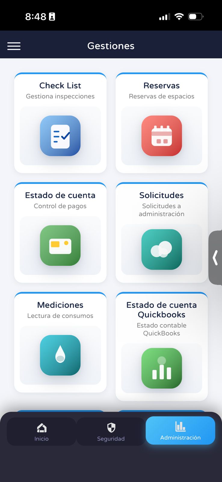 Pantalla de gestiones en You-Pass